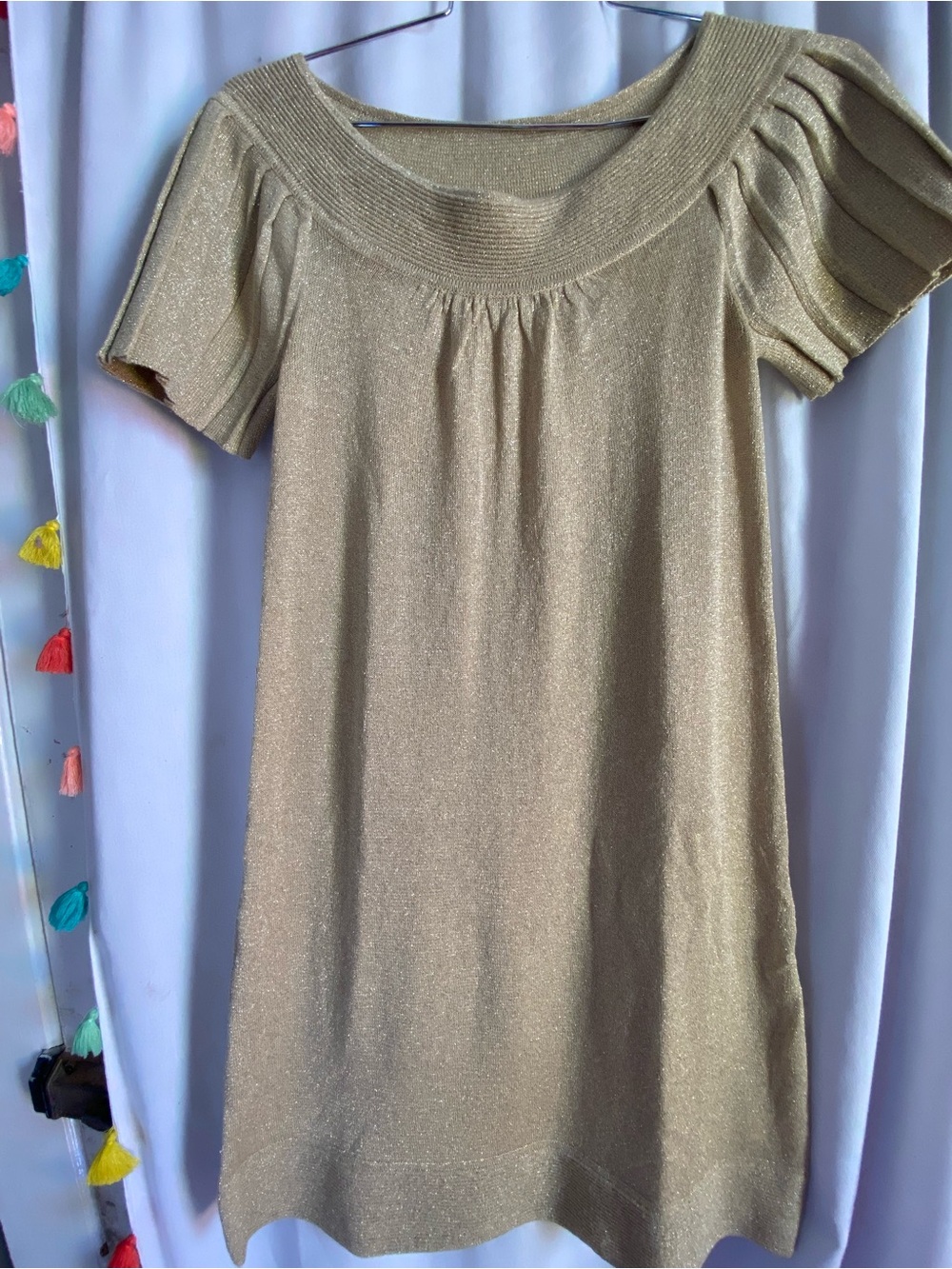 Takeout Shimmery Gold Mini Dress
